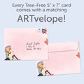 Load image into Gallery viewer, The envelope for Tree-Free’s Not Enough Cats card, along with the following text: “Every Tree-Free 5x7 card comes with a matching ARTvelope!”