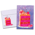 Load image into Gallery viewer, The cover of Tree-Free's Cake Day card, along with its matching envelope.