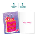 Load image into Gallery viewer, The cover and inside of Tree-Free’s Cake Day card, along with the following text: “1 greeting card, 1 matching envelope”