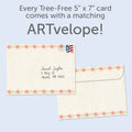 Load image into Gallery viewer, The envelope for Tree-Free’s You Are Loved card, along with the following text: “Every Tree-Free 5x7 card comes with a matching ARTvelope!”