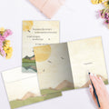 Load image into Gallery viewer, The inside of Tree-Free’s Purpose of Life card, with the cover and envelope in the background.