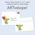 Load image into Gallery viewer, The envelope for Tree-Free’s Yoda Best Birthday card, along with the following text: “Every Tree-Free 5x7 card comes with a matching ARTvelope!”