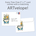 Load image into Gallery viewer, The envelope for Tree-Free’s Flower Van All Occasion Card card, along with the following text: “Every Tree-Free 5x7 card comes with a matching ARTvelope!”
