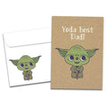 Load image into Gallery viewer, The cover of Tree-Free's Yoda Best Dad card, along with its matching envelope.