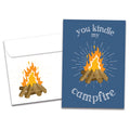 Load image into Gallery viewer, The cover of Tree-Free's Kindle My Campfire Love Card card, along with its matching envelope.
