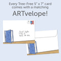 Load image into Gallery viewer, The envelope for Tree-Free’s Yelling What card, along with the following text: “Every Tree-Free 5x7 card comes with a matching ARTvelope!”