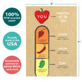 Load image into Gallery viewer, The cover of Tree-Free’s Hot Birthday card with lines demonstrating its 5x7 dimensions, along with the following text: “100% PCW recycled paper, proudly made in the USA, sustainably printed on extra-thick card stock”