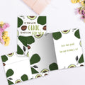 Load image into Gallery viewer, The inside of Tree-Free’s Pay Extra Guac card, with the cover and envelope in the background.