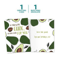 Load image into Gallery viewer, The cover and inside of Tree-Free’s Pay Extra Guac card, along with the following text: “1 greeting card, 1 matching envelope”
