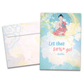 Load image into Gallery viewer, The cover of Tree-Free's Let It Go Support Card card, along with its matching envelope.