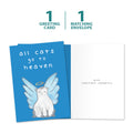 Load image into Gallery viewer, The cover and inside of Tree-Free’s Cat Heaven Pet Pet Sympathy Card card, along with the following text: “1 greeting card, 1 matching envelope”