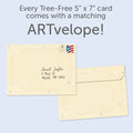 Load image into Gallery viewer, The envelope for Tree-Free’s Honey Home card, along with the following text: “Every Tree-Free 5x7 card comes with a matching ARTvelope!”