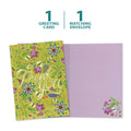 Load image into Gallery viewer, The cover and inside of Tree-Free’s Pretty Thank You Card card, along with the following text: “1 greeting card, 1 matching envelope”