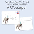 Load image into Gallery viewer, The envelope for Tree-Free’s Favorite Things card, along with the following text: “Every Tree-Free 5x7 card comes with a matching ARTvelope!”