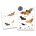 Load image into Gallery viewer, The cover of Tree-Free's Artful Bats Halloween Card card, along with its matching envelope.