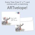 Load image into Gallery viewer, The envelope for Tree-Free’s Boho Moose Blessings card, along with the following text: “Every Tree-Free 5x7 card comes with a matching ARTvelope!”