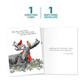 Load image into Gallery viewer, The cover and inside of Tree-Free’s Boho Moose Blessings Christmas Card card, along with the following text: “1 greeting card, 1 matching envelope”