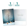 Load image into Gallery viewer, The cover and inside of Tree-Free’s Bird Tree Holiday Card card, along with the following text: “1 greeting card, 1 matching envelope”