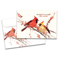 Load image into Gallery viewer, The cover of Tree-Free's Peace Birds Holiday Card card, along with its matching envelope.