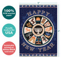 Load image into Gallery viewer, The cover of Tree-Free’s 12 Tribes Mosaic card with lines demonstrating its 5x7 dimensions, along with the following text: “100% PCW recycled paper, proudly made in the USA, sustainably printed on extra-thick card stock”