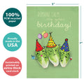 Load image into Gallery viewer, The cover of Tree-Free’s Romaine Calm card with lines demonstrating its 5x7 dimensions, along with the following text: “100% PCW recycled paper, proudly made in the USA, sustainably printed on extra-thick card stock”