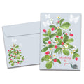 Load image into Gallery viewer, The cover of Tree-Free's Strawberry Plant Thinking Of You Card card, along with its matching envelope.