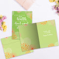 Load image into Gallery viewer, The inside of Tree-Free’s Mark Twain Health card, with the cover and envelope in the background.