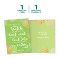 Load image into Gallery viewer, The cover and inside of Tree-Free’s Mark Twain Health Birthday Card card, along with the following text: “1 greeting card, 1 matching envelope”