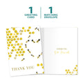 Load image into Gallery viewer, The cover and inside of Tree-Free’s Bee Kind Thank You Card card, along with the following text: “1 greeting card, 1 matching envelope”