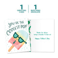 Load image into Gallery viewer, The cover and inside of Tree-Free’s Coolest Pop card, along with the following text: “1 greeting card, 1 matching envelope”