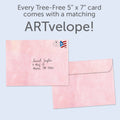 Load image into Gallery viewer, The envelope for Tree-Free’s All You Need is Love card, along with the following text: “Every Tree-Free 5x7 card comes with a matching ARTvelope!”