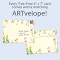 Load image into Gallery viewer, The envelope for Tree-Free’s Dream Without Fear card, along with the following text: “Every Tree-Free 5x7 card comes with a matching ARTvelope!”