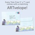 Load image into Gallery viewer, The envelope for Tree-Free’s Side by Side card, along with the following text: “Every Tree-Free 5x7 card comes with a matching ARTvelope!”