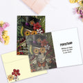 Load image into Gallery viewer, The inside of Tree-Free’s Cats Know card, with the cover and envelope in the background.