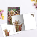 Load image into Gallery viewer, The inside of Tree-Free’s Butterfly Buddha All Occasion Card card, with the cover and envelope in the background.