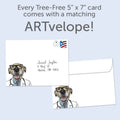 Load image into Gallery viewer, The envelope for Tree-Free’s Dead In Dog Years card, along with the following text: “Every Tree-Free 5x7 card comes with a matching ARTvelope!”