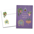 Load image into Gallery viewer, The cover of Tree-Free's Hanging Plants Thinking Of You Card card, along with its matching envelope.