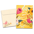 Load image into Gallery viewer, The cover of Tree-Free's Smell The Flowers card, along with its matching envelope.