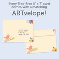 Load image into Gallery viewer, The envelope for Tree-Free’s Smell The Flowers Birthday Card card, along with the following text: “Every Tree-Free 5x7 card comes with a matching ARTvelope!”