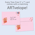 Load image into Gallery viewer, The envelope for Tree-Free’s Peanut Butter and Jelly card, along with the following text: “Every Tree-Free 5x7 card comes with a matching ARTvelope!”
