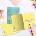 Load image into Gallery viewer, The inside of Tree-Free’s Keep On Shining Thinking Of You Card card, with the cover and envelope in the background.