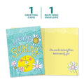 Load image into Gallery viewer, The cover and inside of Tree-Free’s Keep On Shining Thinking Of You Card card, along with the following text: “1 greeting card, 1 matching envelope”