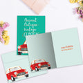 Load image into Gallery viewer, The inside of Tree-Free’s Classic Car card, with the cover and envelope in the background.