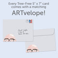 Load image into Gallery viewer, The envelope for Tree-Free’s Older Wiser Balder Birthday Card card, along with the following text: “Every Tree-Free 5x7 card comes with a matching ARTvelope!”
