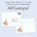 Load image into Gallery viewer, The envelope for Tree-Free’s Magical Day card, along with the following text: “Every Tree-Free 5x7 card comes with a matching ARTvelope!”