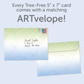 Load image into Gallery viewer, The envelope for Tree-Free’s Caring Hearts card, along with the following text: “Every Tree-Free 5x7 card comes with a matching ARTvelope!”