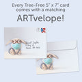 Load image into Gallery viewer, The envelope for Tree-Free’s Mask Bunny card, along with the following text: “Every Tree-Free 5x7 card comes with a matching ARTvelope!”