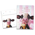 Load image into Gallery viewer, The cover of Tree-Free's Moo-licious card, along with its matching envelope.