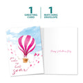 Load image into Gallery viewer, The cover and inside of Tree-Free’s Heart Soar card, along with the following text: “1 greeting card, 1 matching envelope”