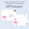 Load image into Gallery viewer, The envelope for Tree-Free’s Heart Balloons card, along with the following text: “Every Tree-Free 5x7 card comes with a matching ARTvelope!”